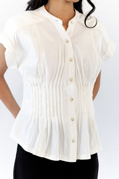 Dora Linen Pleated Top ⭐︎ Restocked