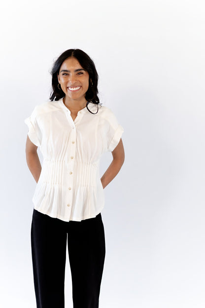 Dora Linen Pleated Top ⭐︎ Restocked