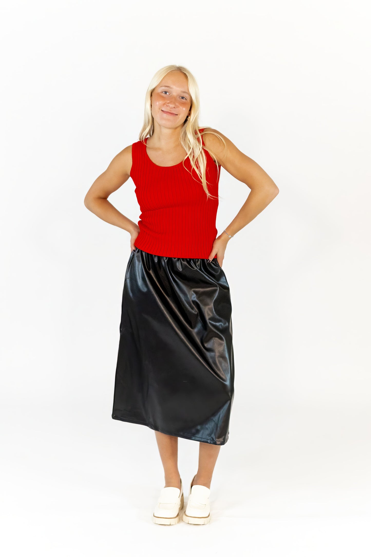 Moyen Vegan Leather Midi Skirt