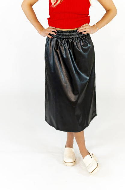 Moyen Vegan Leather Midi Skirt
