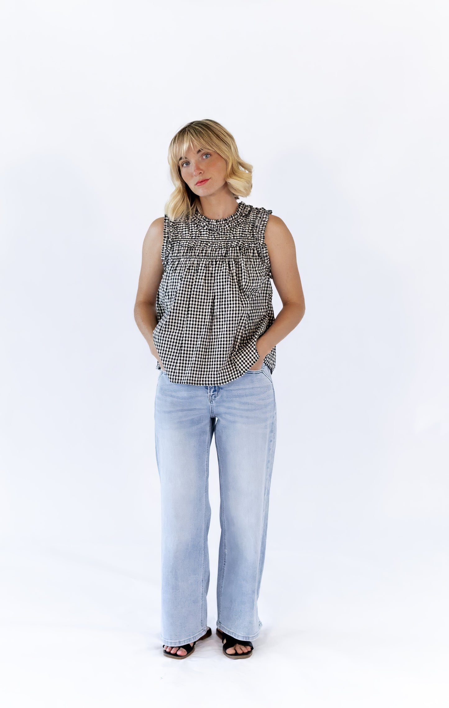 Johanna Gingham Ruffle Top