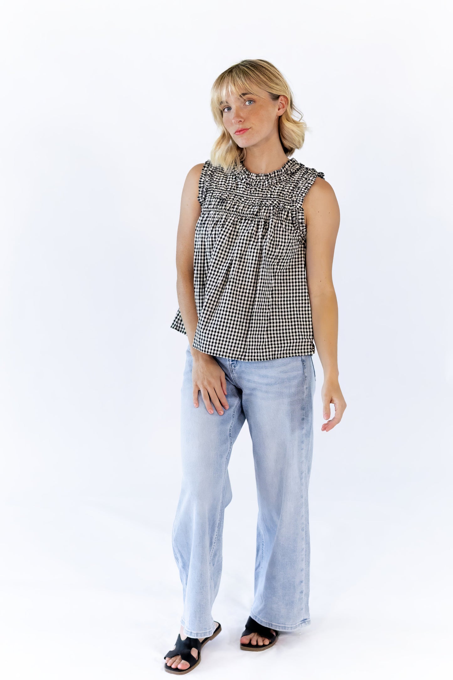 Johanna Gingham Ruffle Top
