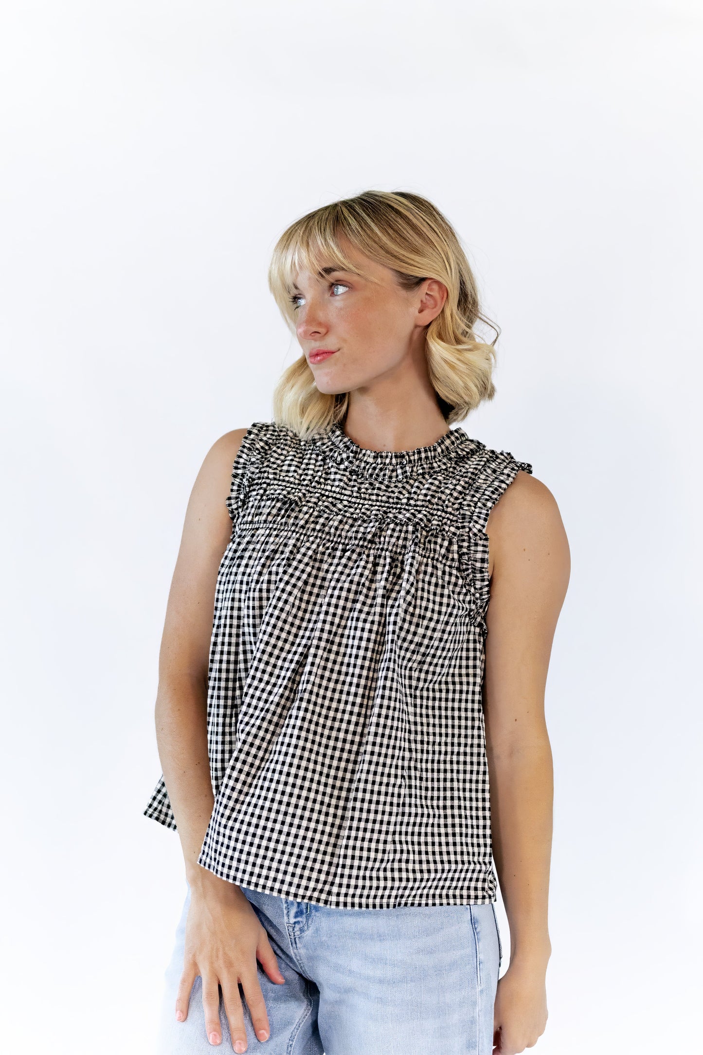 Johanna Gingham Ruffle Top