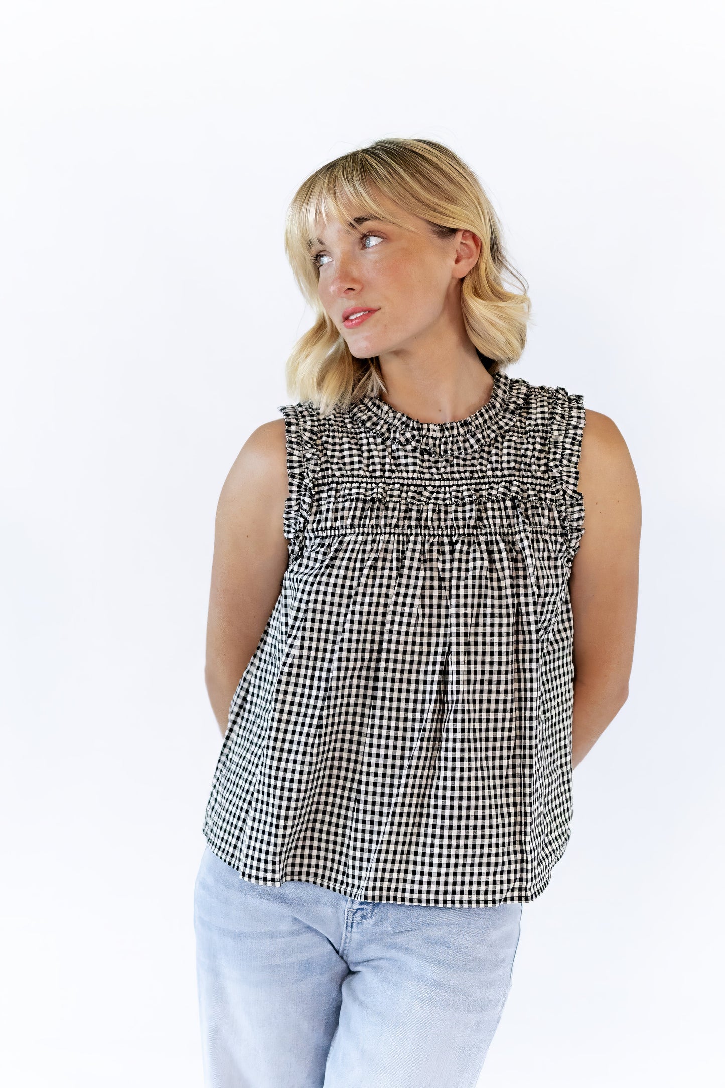 Johanna Gingham Ruffle Top