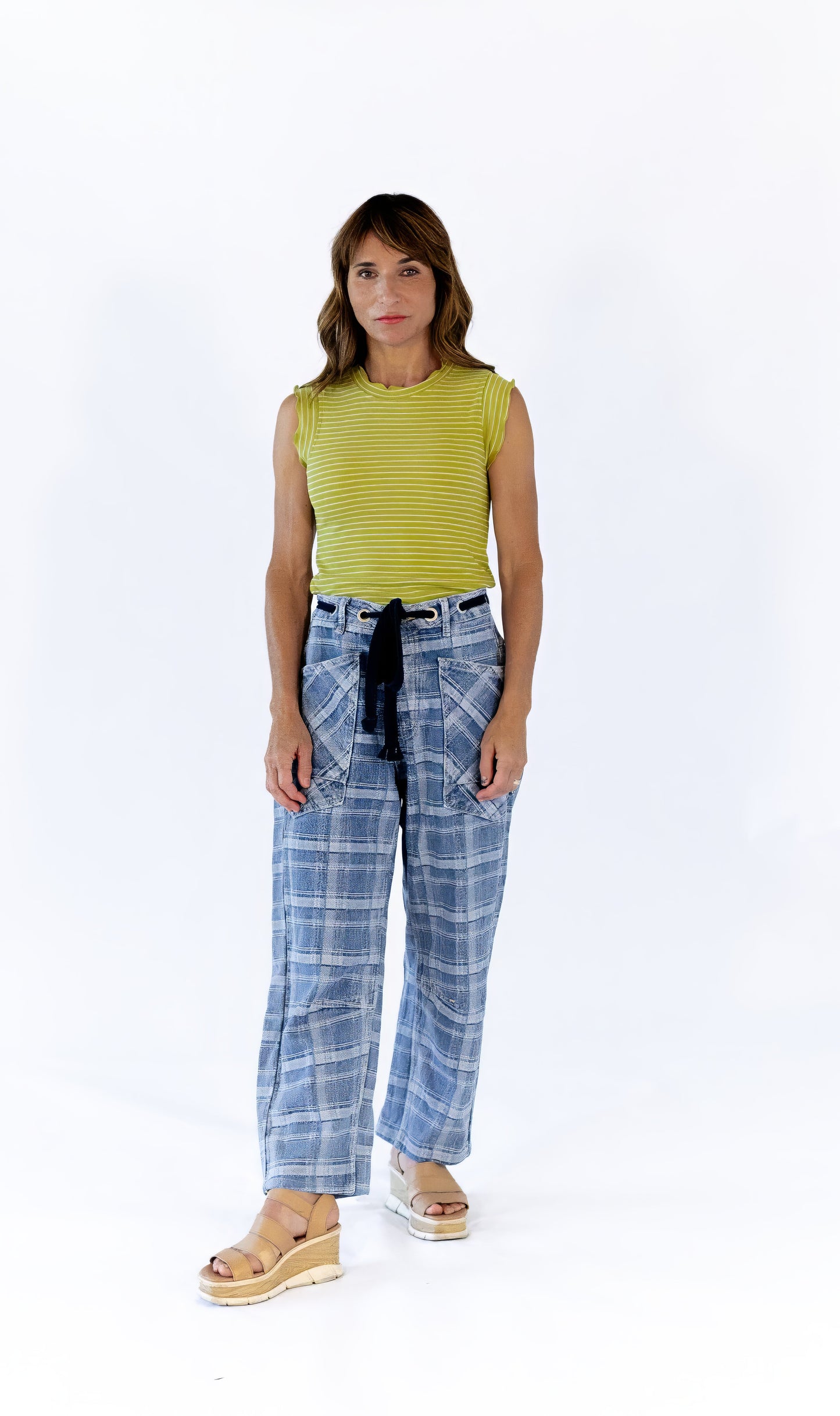 Plaid Barrel Jeans