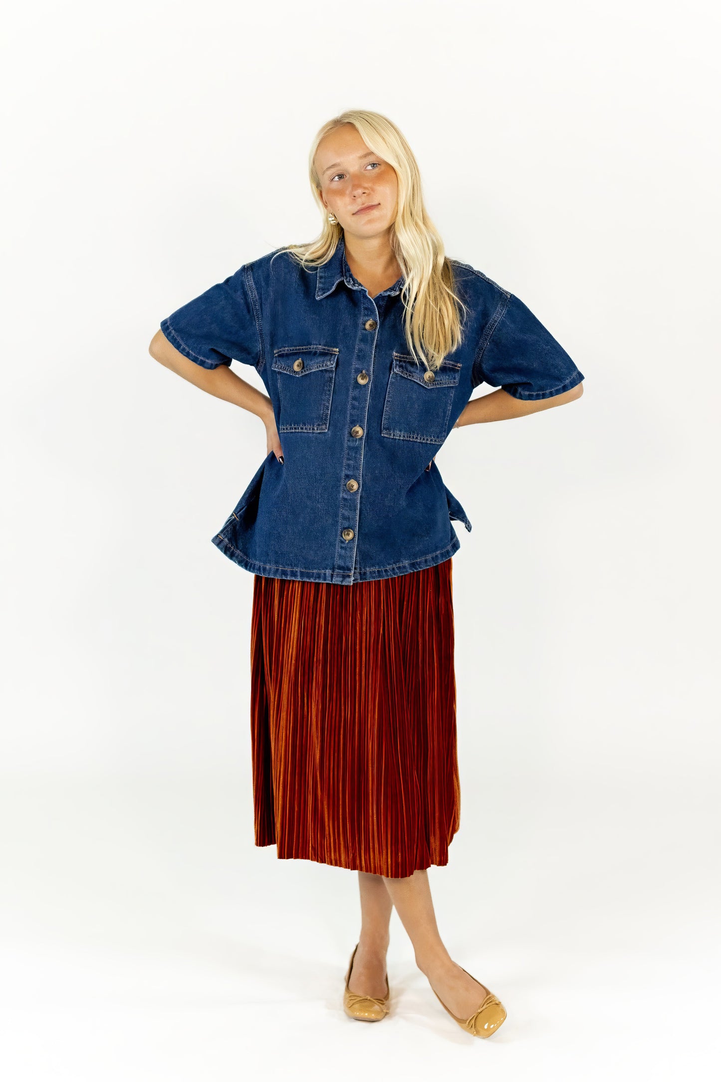 Arlette Pleated Midi Skirt