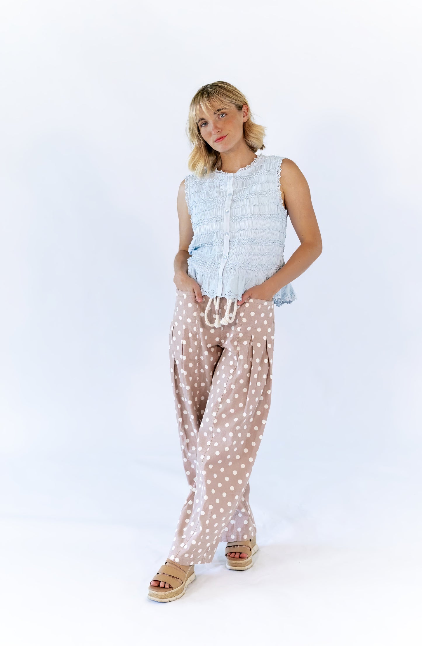Gemma Shirred Button Down Tank