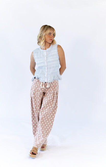 Gemma Shirred Button Down Tank