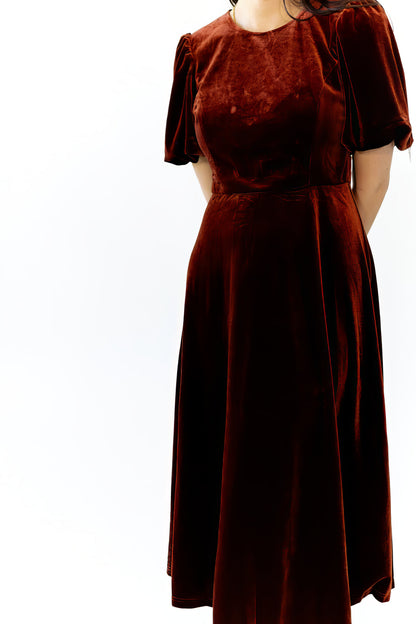 Chestnut Velvet Midi Dress