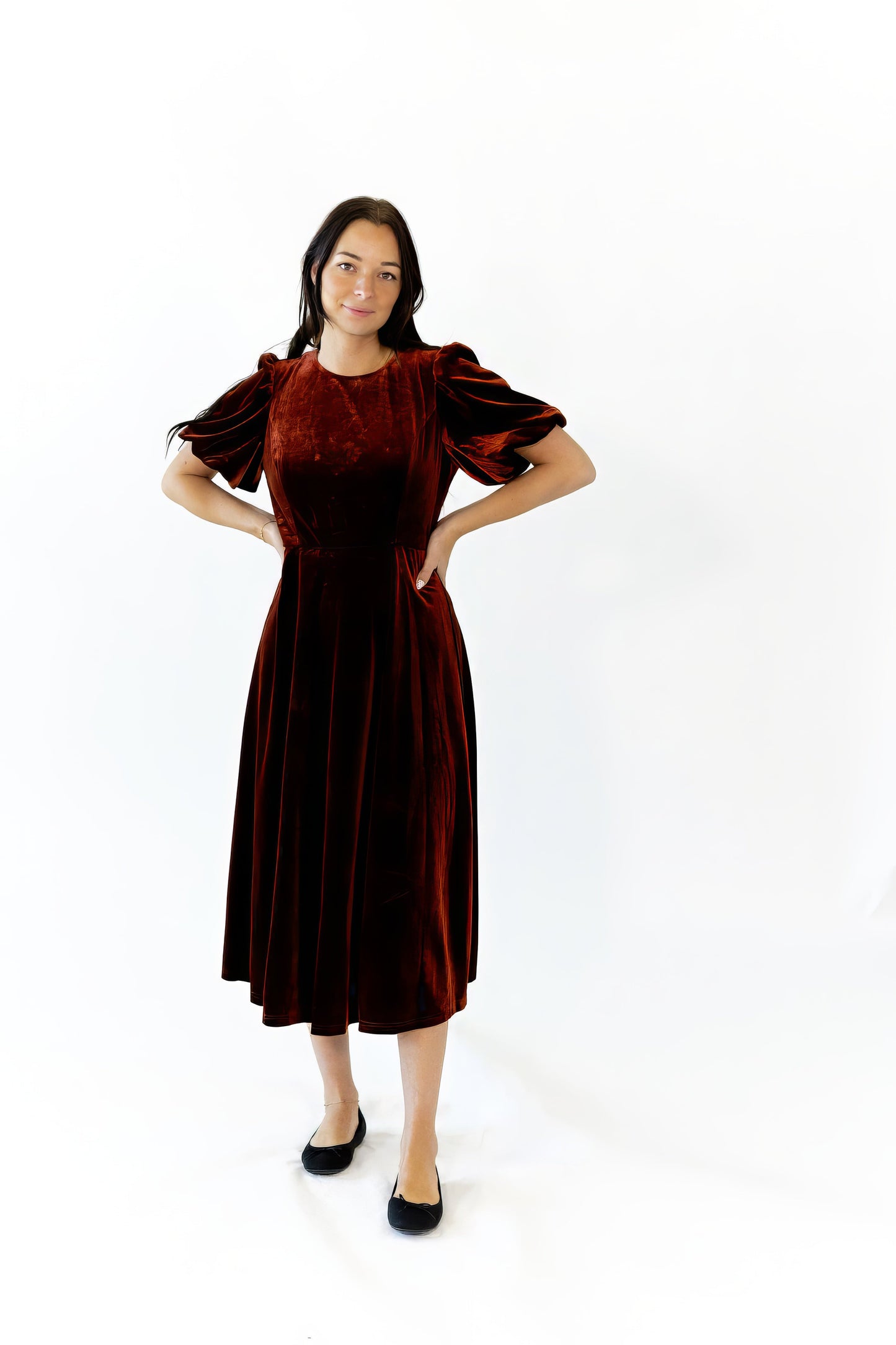 Chestnut Velvet Midi Dress