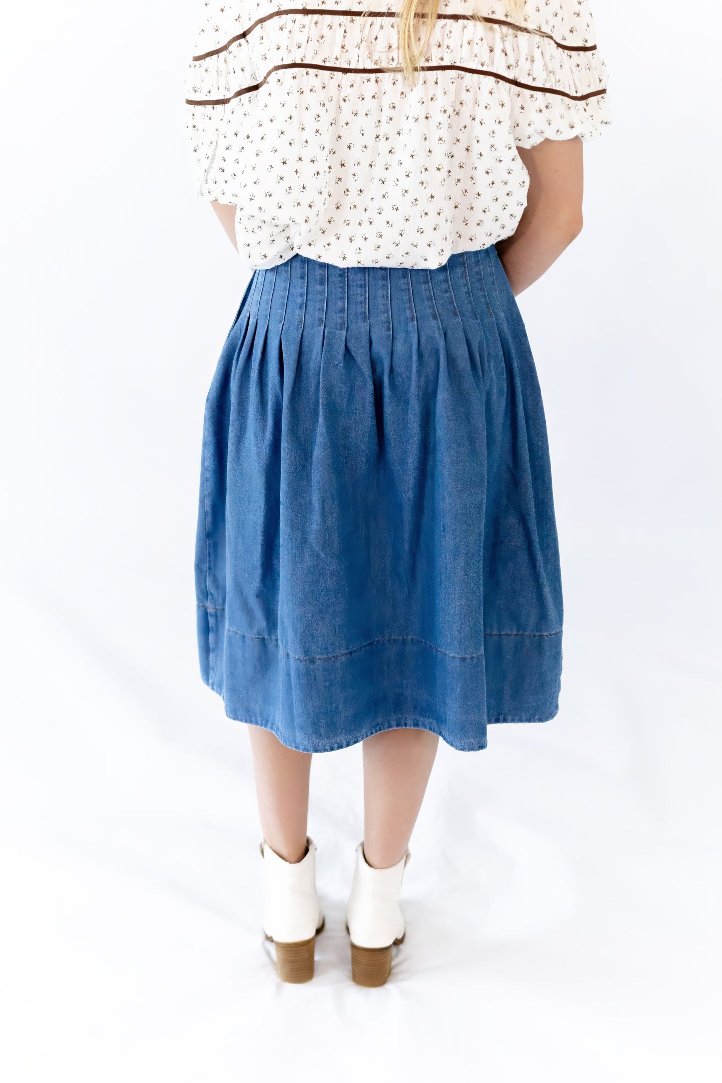 Lindie Pleated Denim Skirt