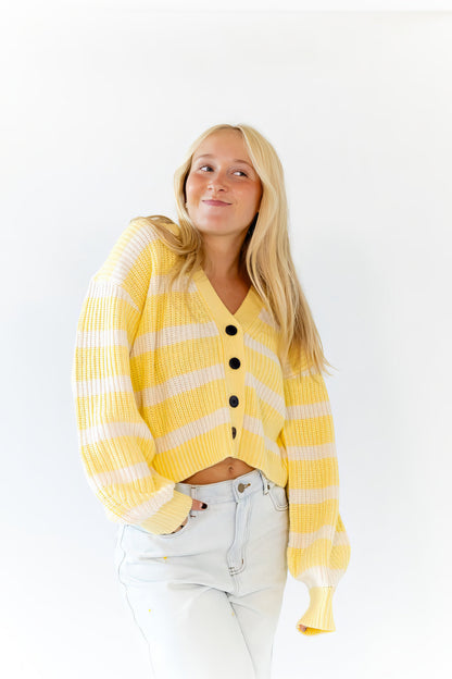 Haby Striped Button Up Cardigan