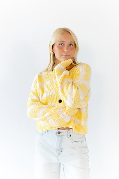 Haby Striped Button Up Cardigan
