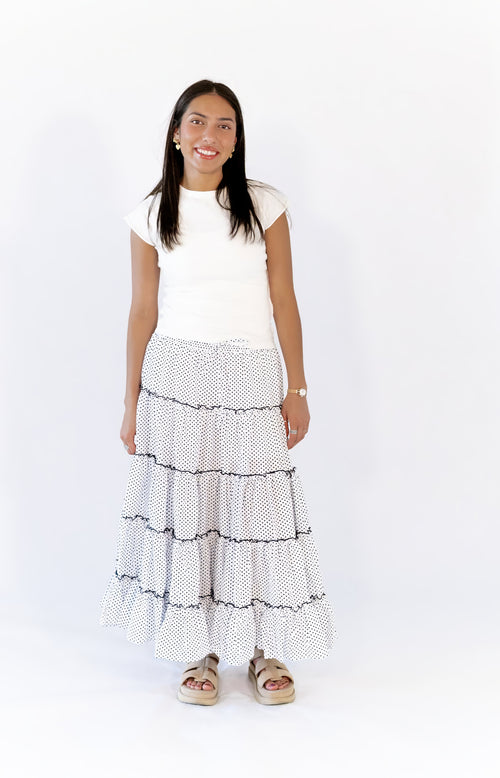 Ava Ribbed Exposed Seam Tee · White