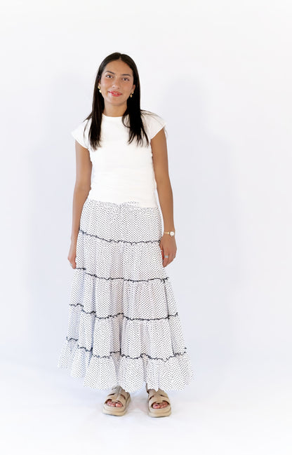 Ava Ribbed Exposed Seam Tee · White