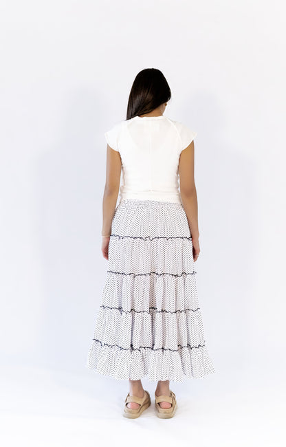 Ava Ribbed Exposed Seam Tee · White