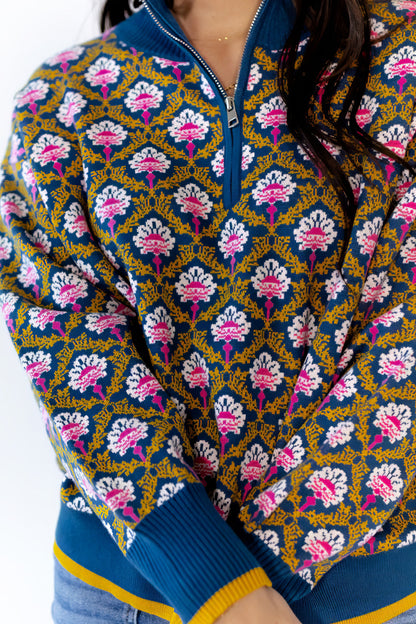 Wilkey Mosaic Half-Zip · Navy
