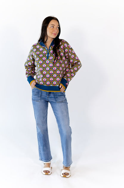 Wilkey Mosaic Half-Zip · Navy