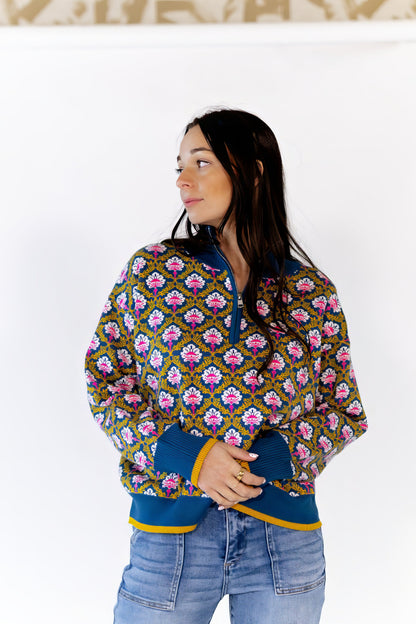 Wilkey Mosaic Half-Zip · Navy