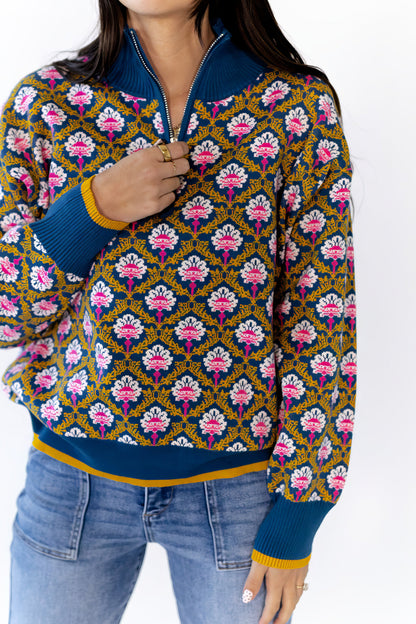 Wilkey Mosaic Half-Zip · Navy