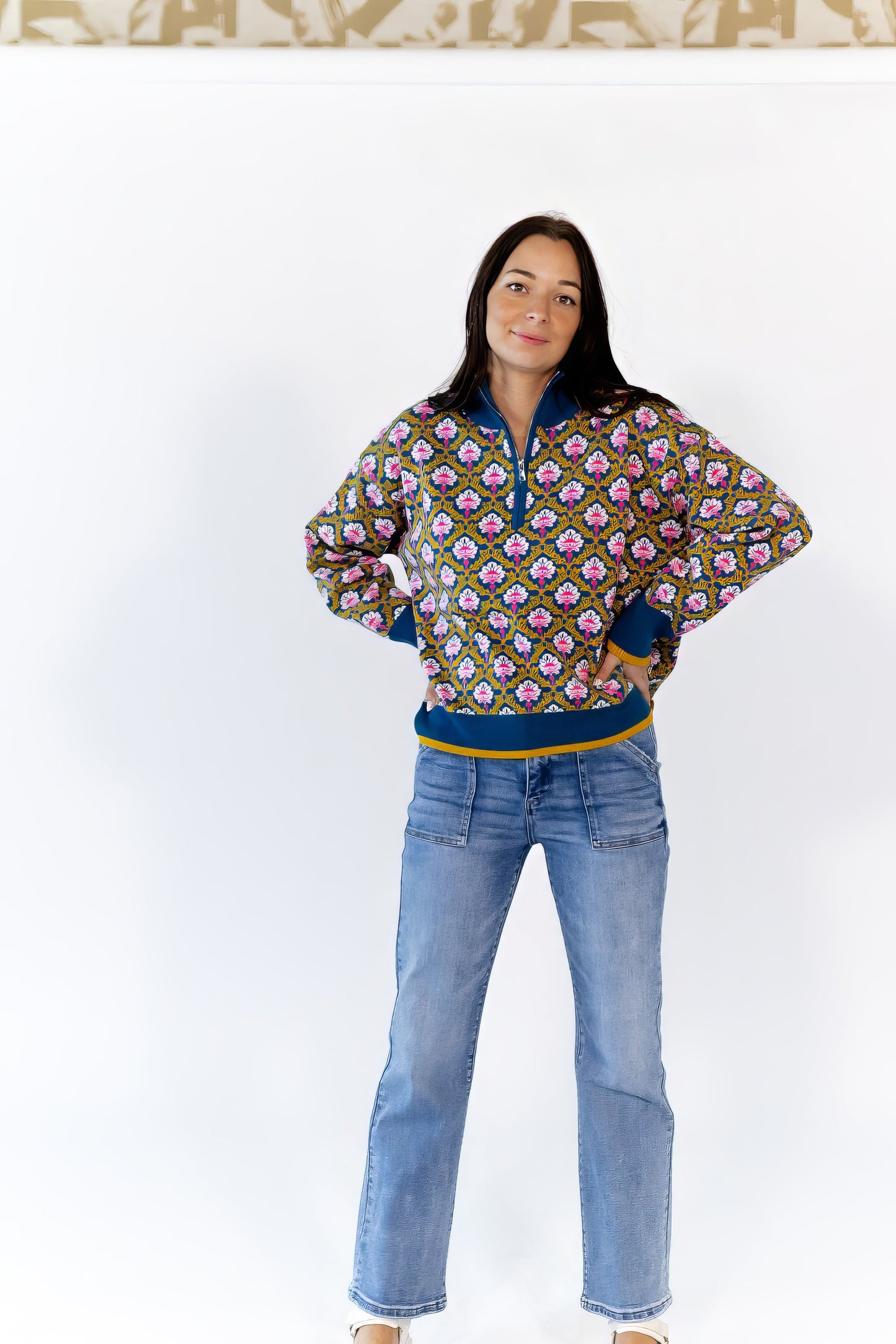 Wilkey Mosaic Half-Zip · Navy