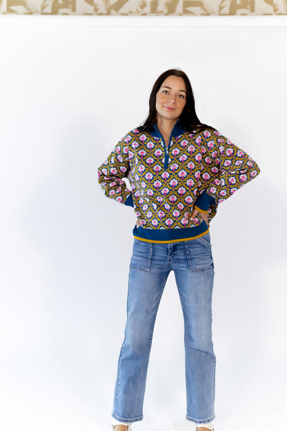 Wilkey Mosaic Half-Zip · Navy