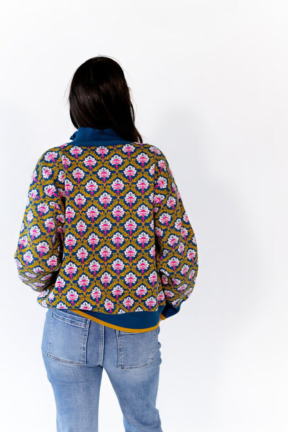 Wilkey Mosaic Half-Zip · Navy