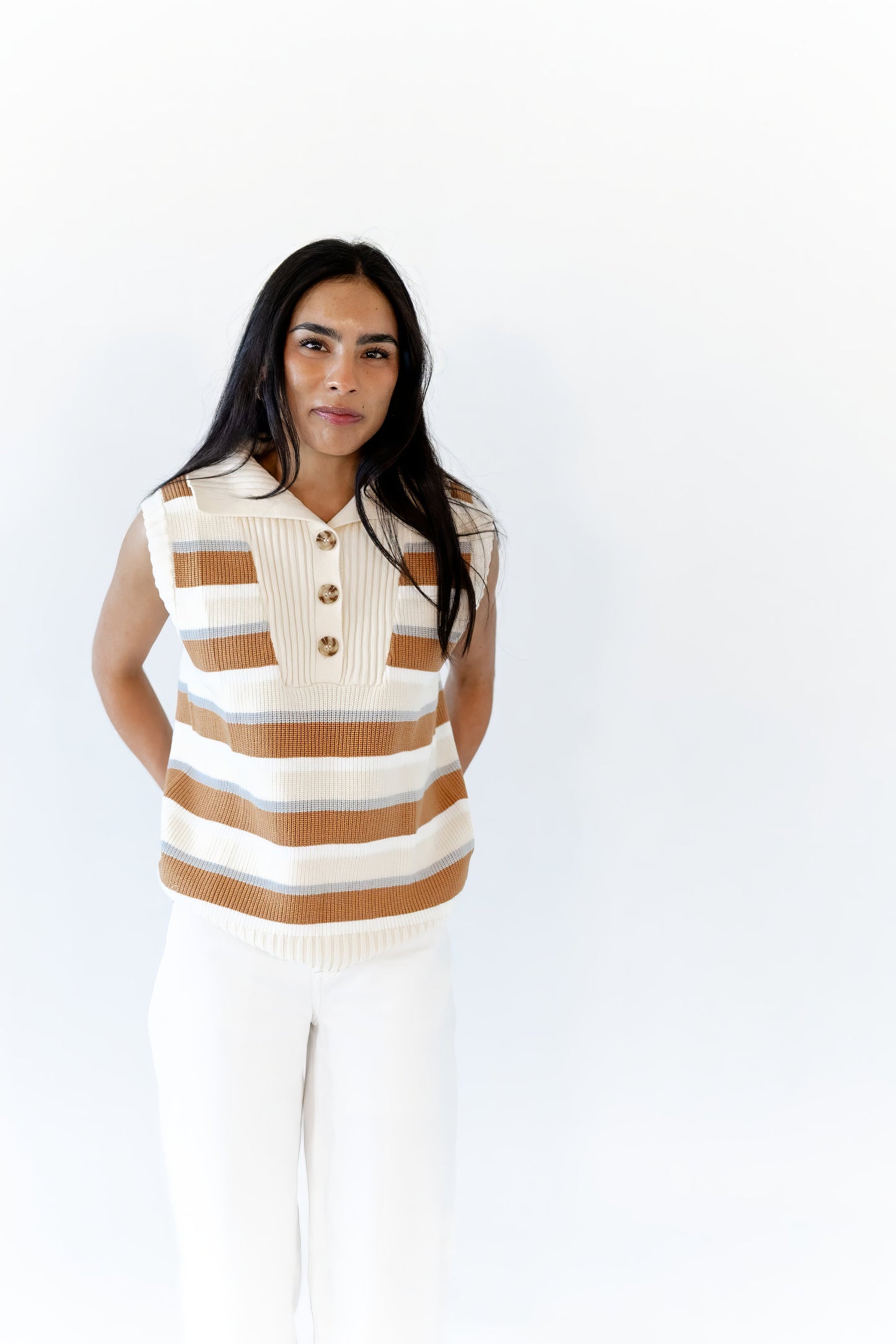 Lulu Cream and Camel Vest