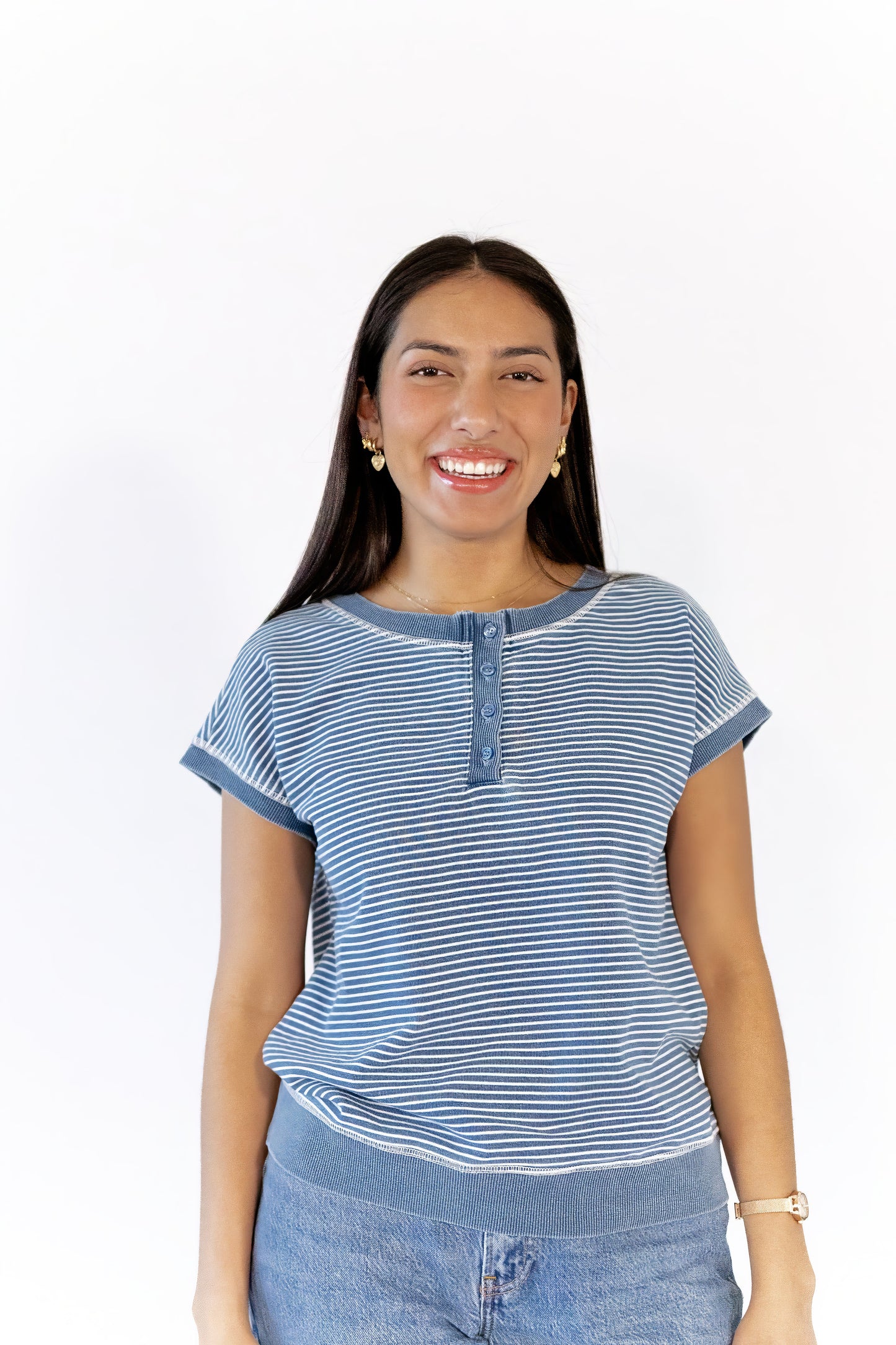 Ashlie Striped Henley Top