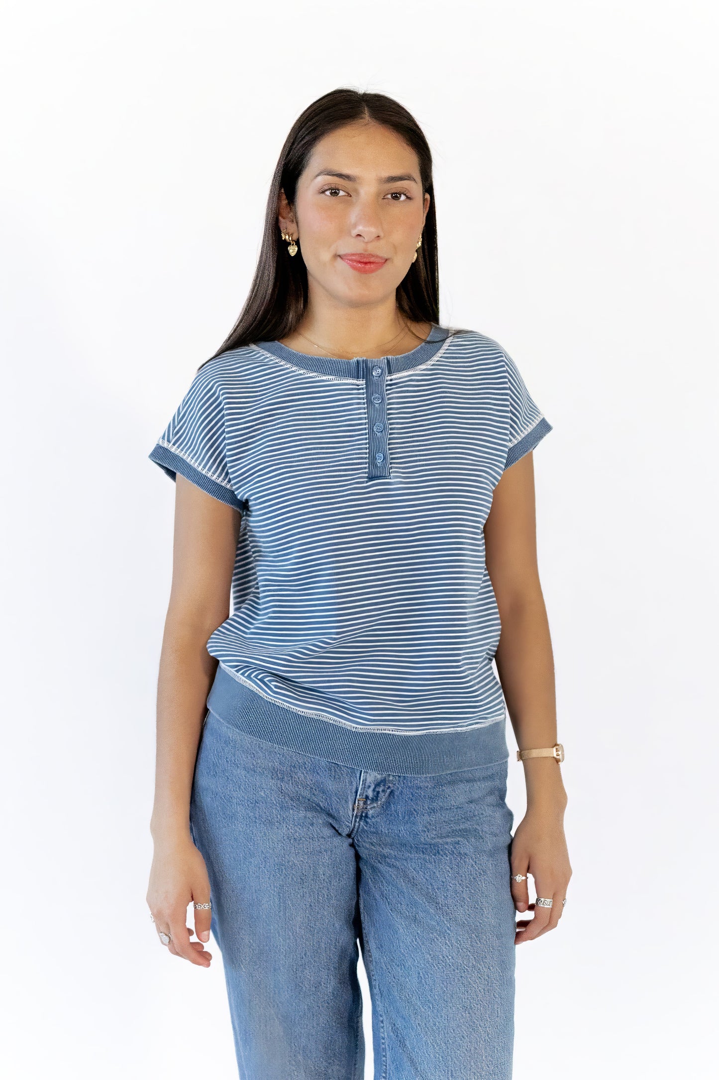 Ashlie Striped Henley Top
