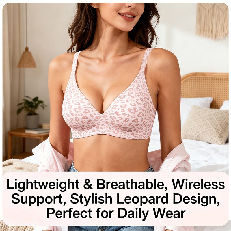 🏆Super Firming Leopard Print Jelly  Bra | Women Wirefree Bras 👍No More Sagging Breasts