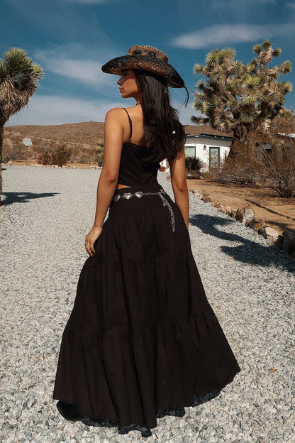 Barbados Linen Maxi Skirt - Black