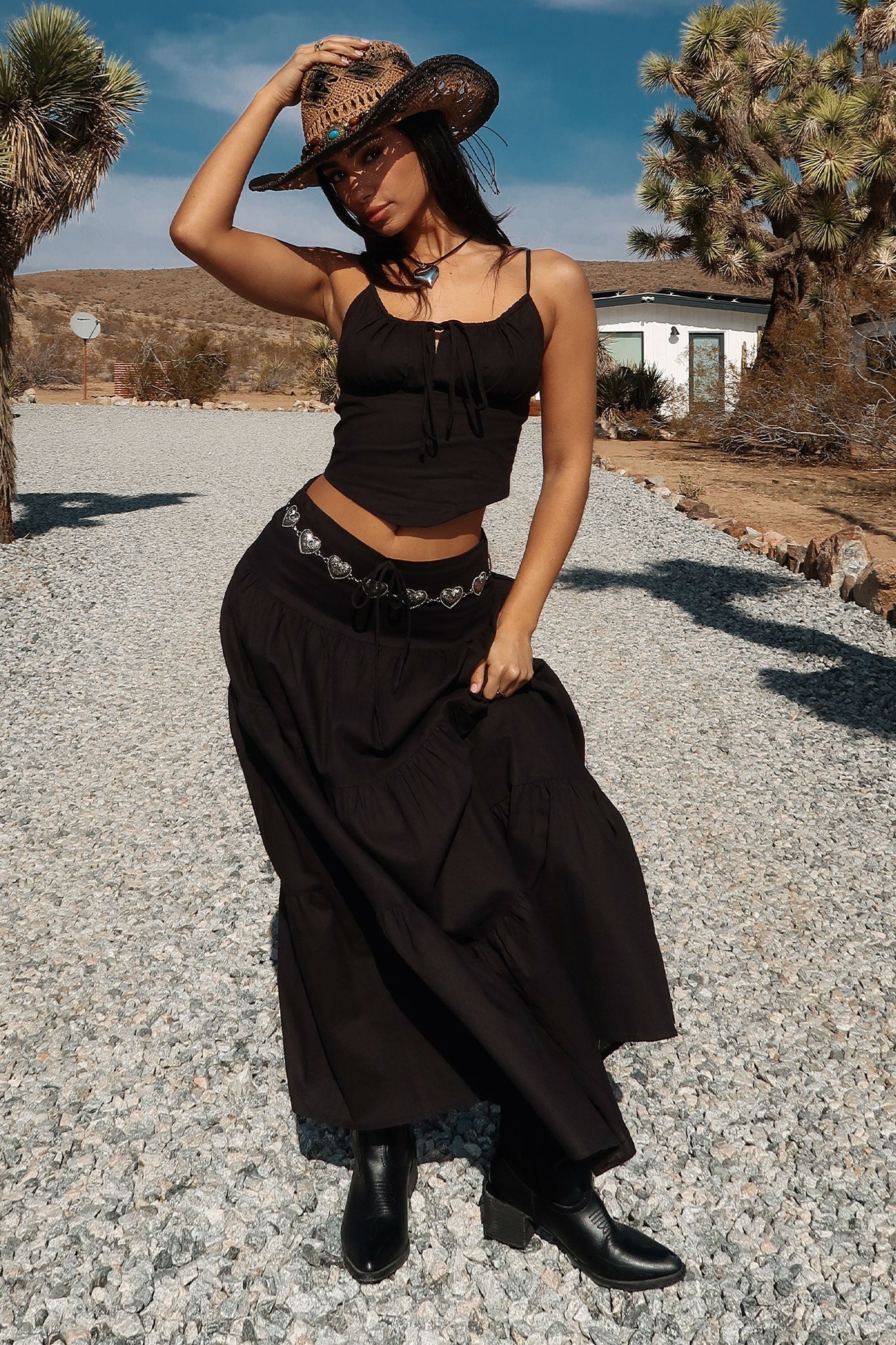 Barbados Linen Maxi Skirt - Black