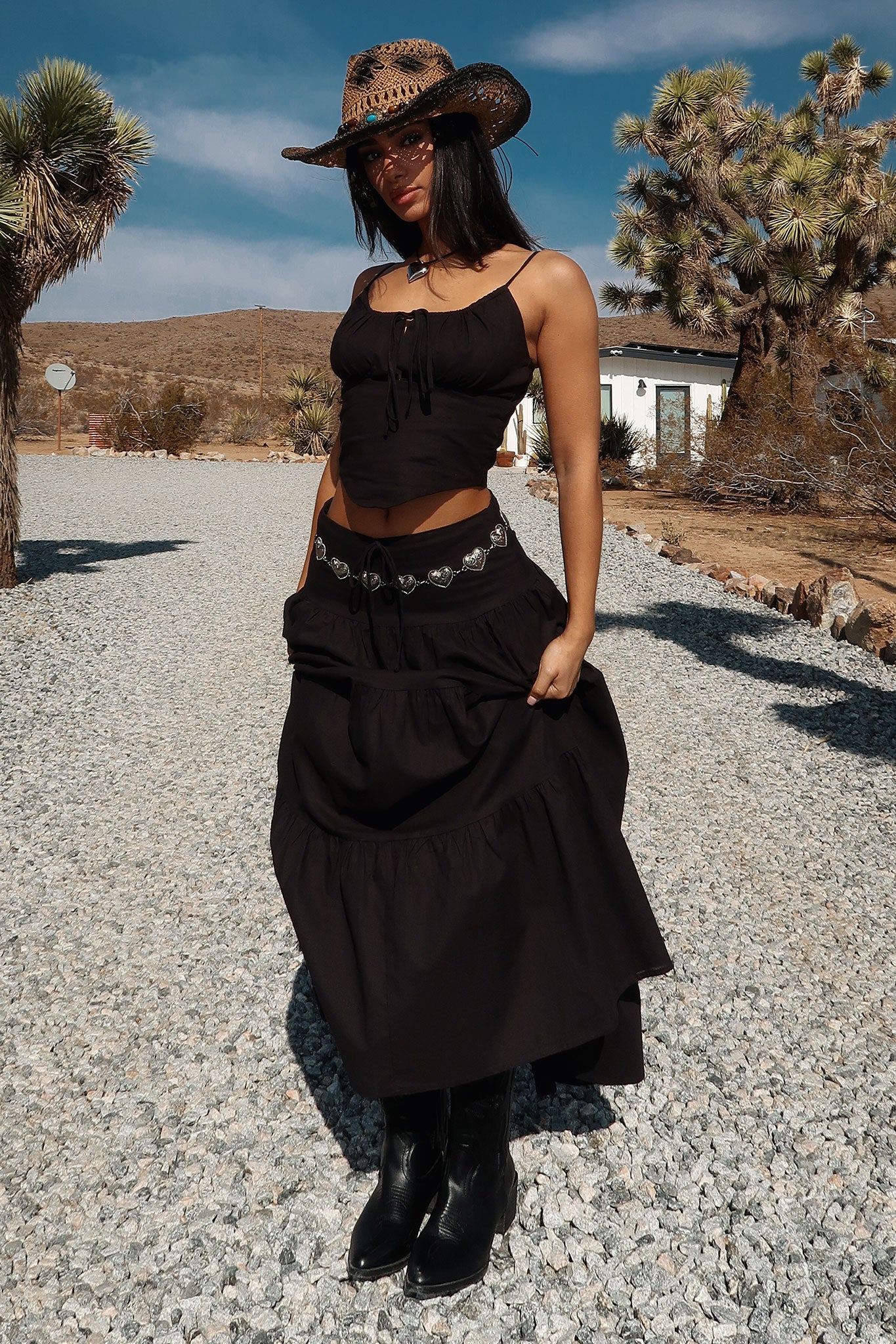 Barbados Linen Maxi Skirt - Black
