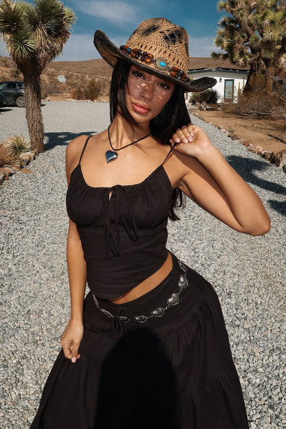 Barbados Linen Maxi Skirt - Black