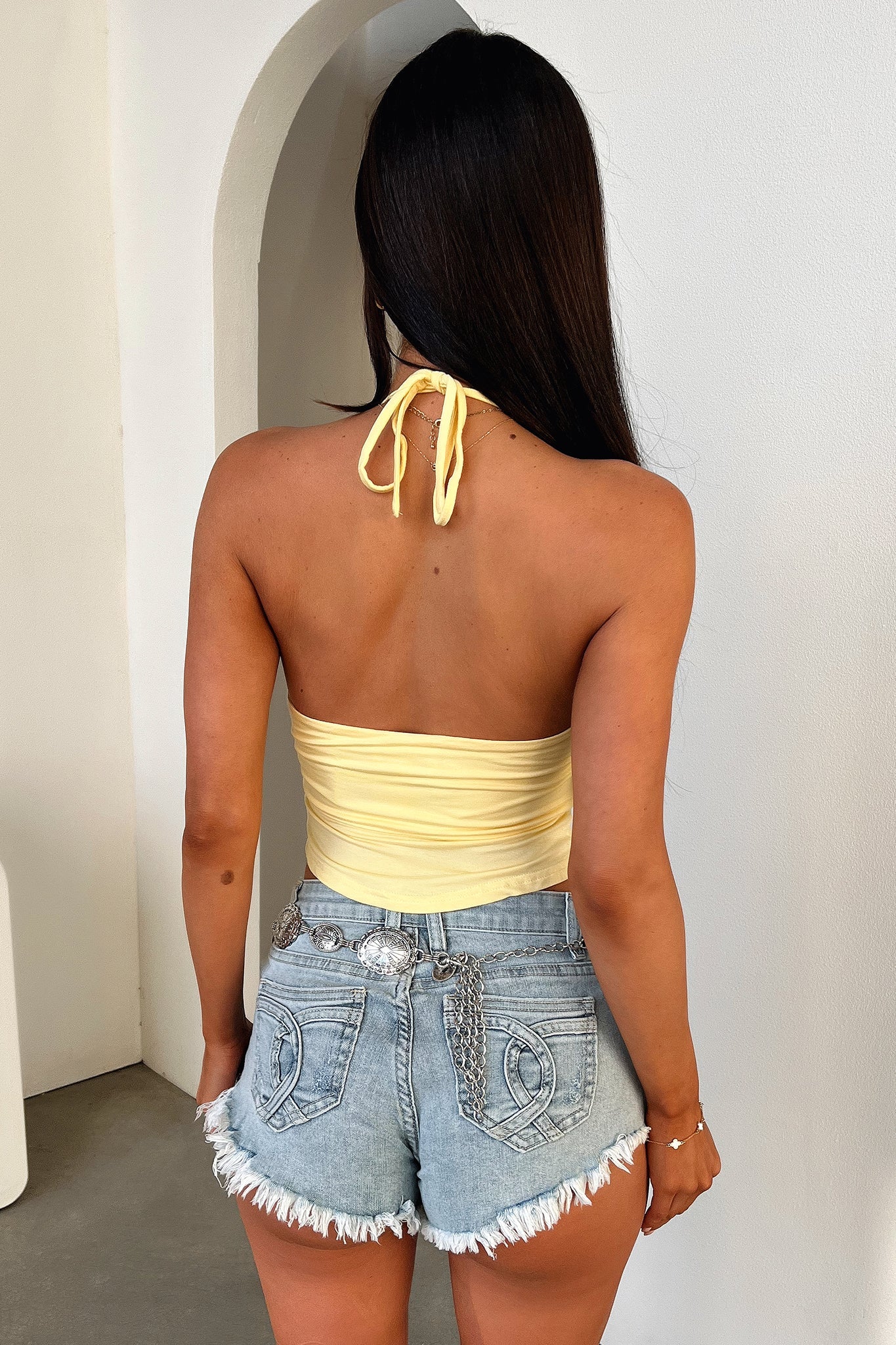 Calison Halter Crop - Yellow