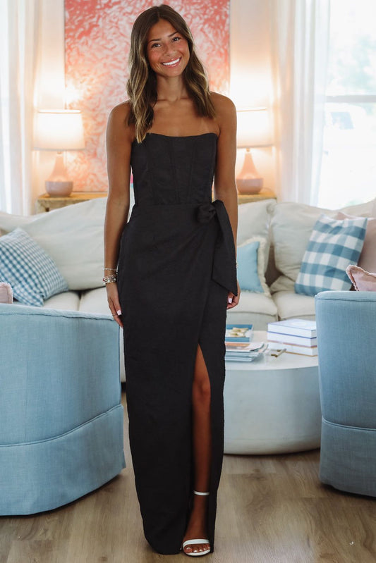 Wrap Me Up Fancy Midi Dress - Black