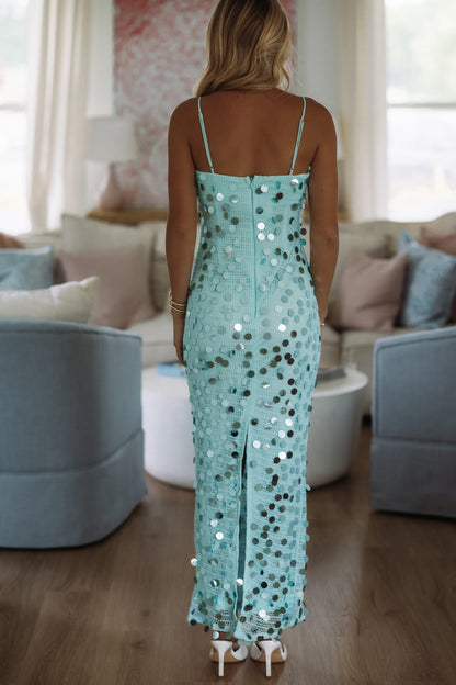 9 to Shine Maxi Dress - Aqua Blue