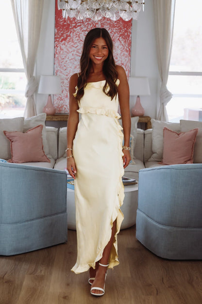 Citrus Spice Maxi Dress - Lemon Yellow