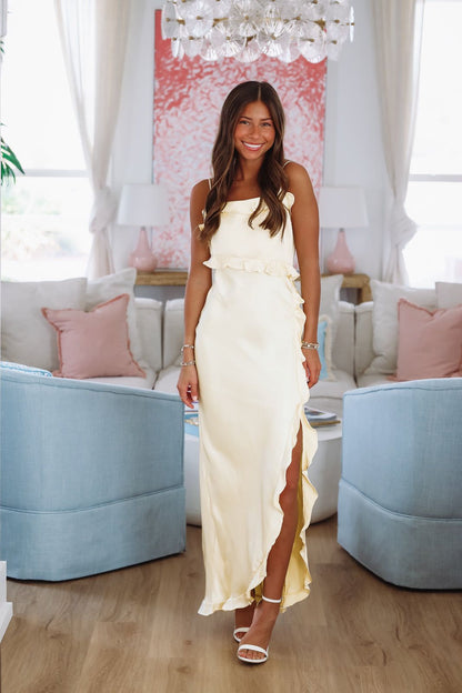 Citrus Spice Maxi Dress - Lemon Yellow