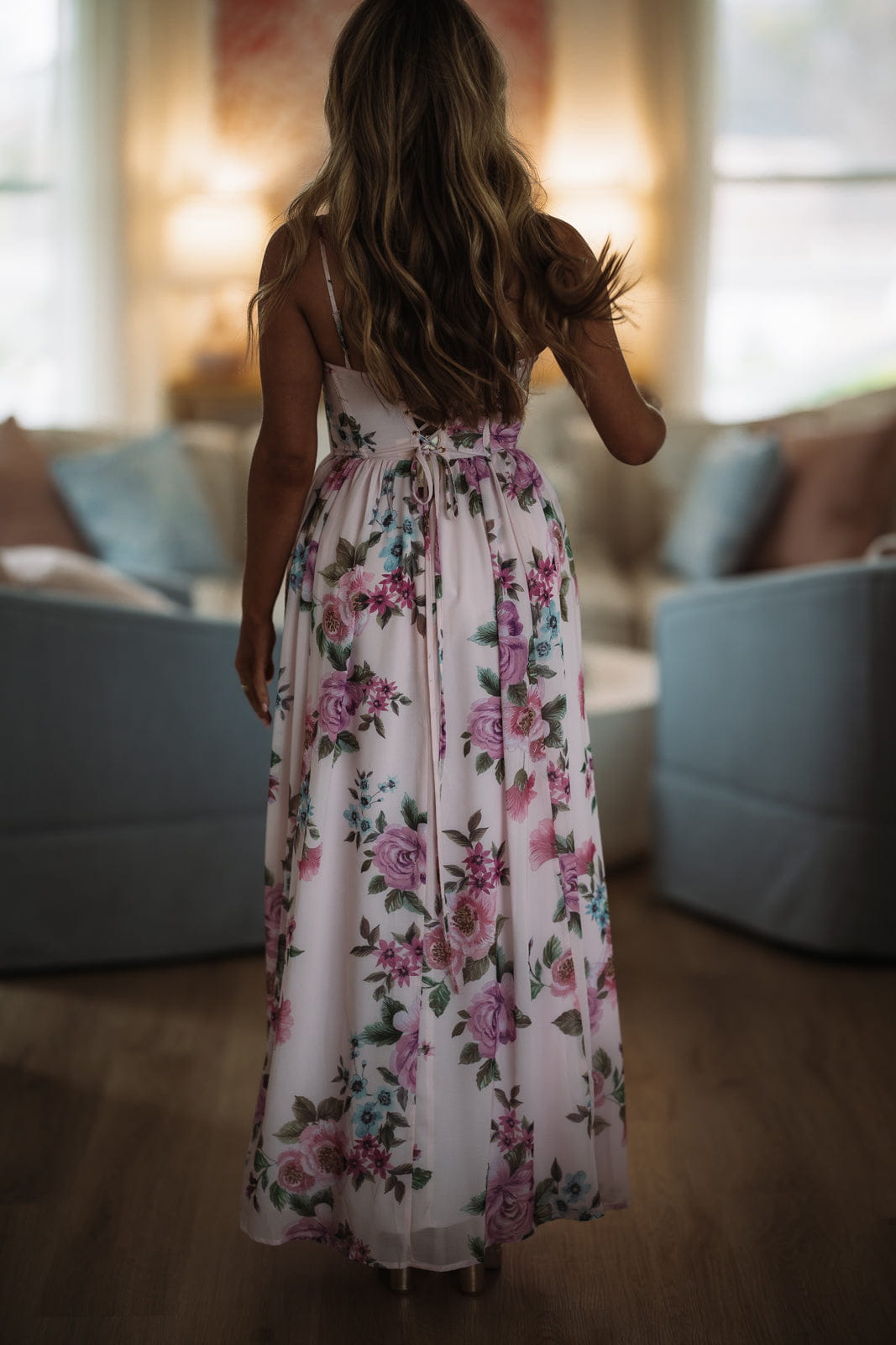 Sweet Summer Floral Maxi Dress - Lavender Lilac