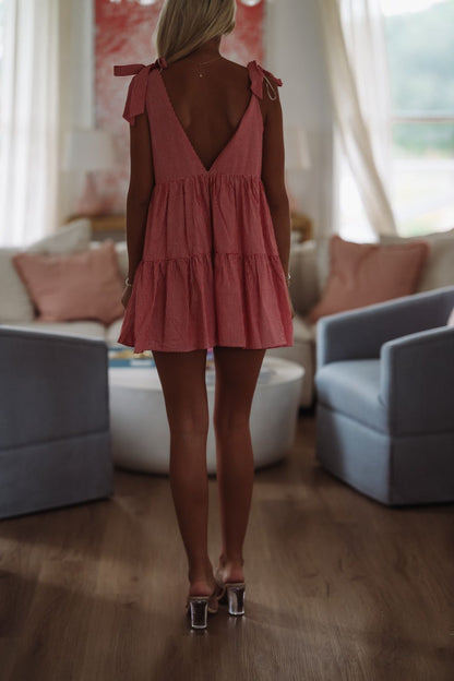 Poppy Picnic Mini Dress - Red and White