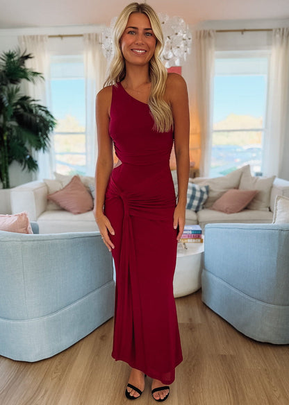 Evening Serenade Maxi Dress - Maroon