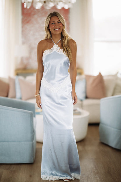 Charmed Contours Maxi Dress - Dusty Blue