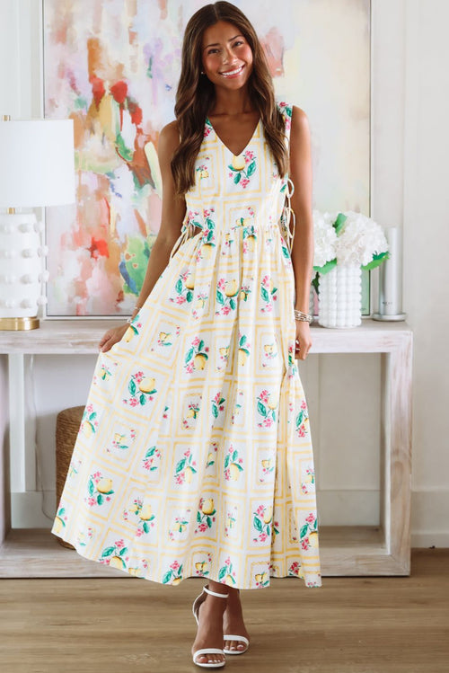 Lemon Shine Maxi Dress - Yellow and White (FINAL SALE)