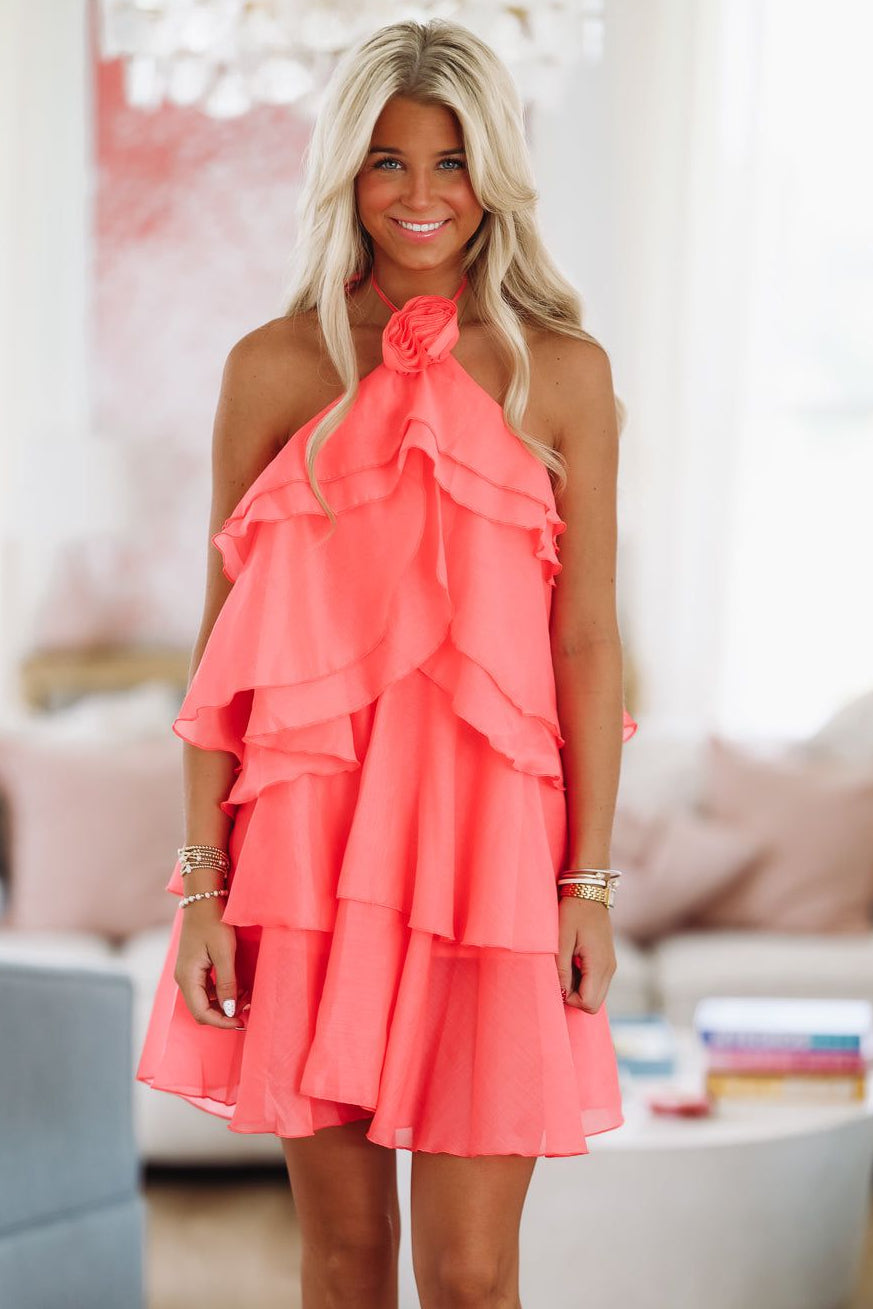 Ethereal Mini Dress - Coral