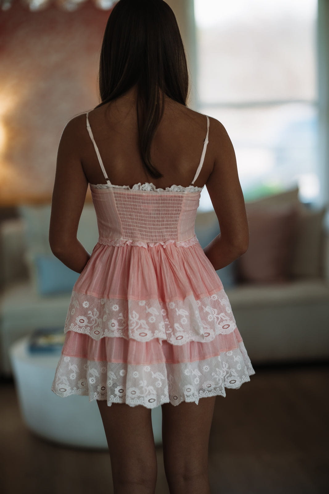 Lovely Impressions Mini Dress - Pink and White