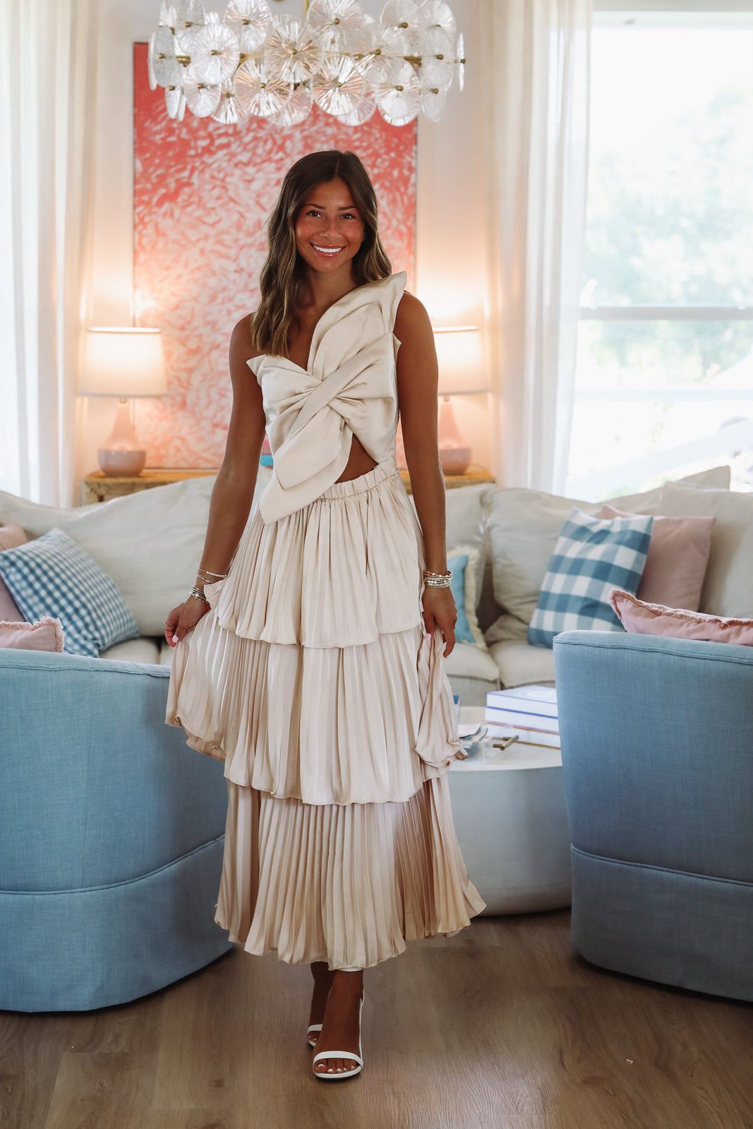 Camera Ready Midi Dress - Champagne