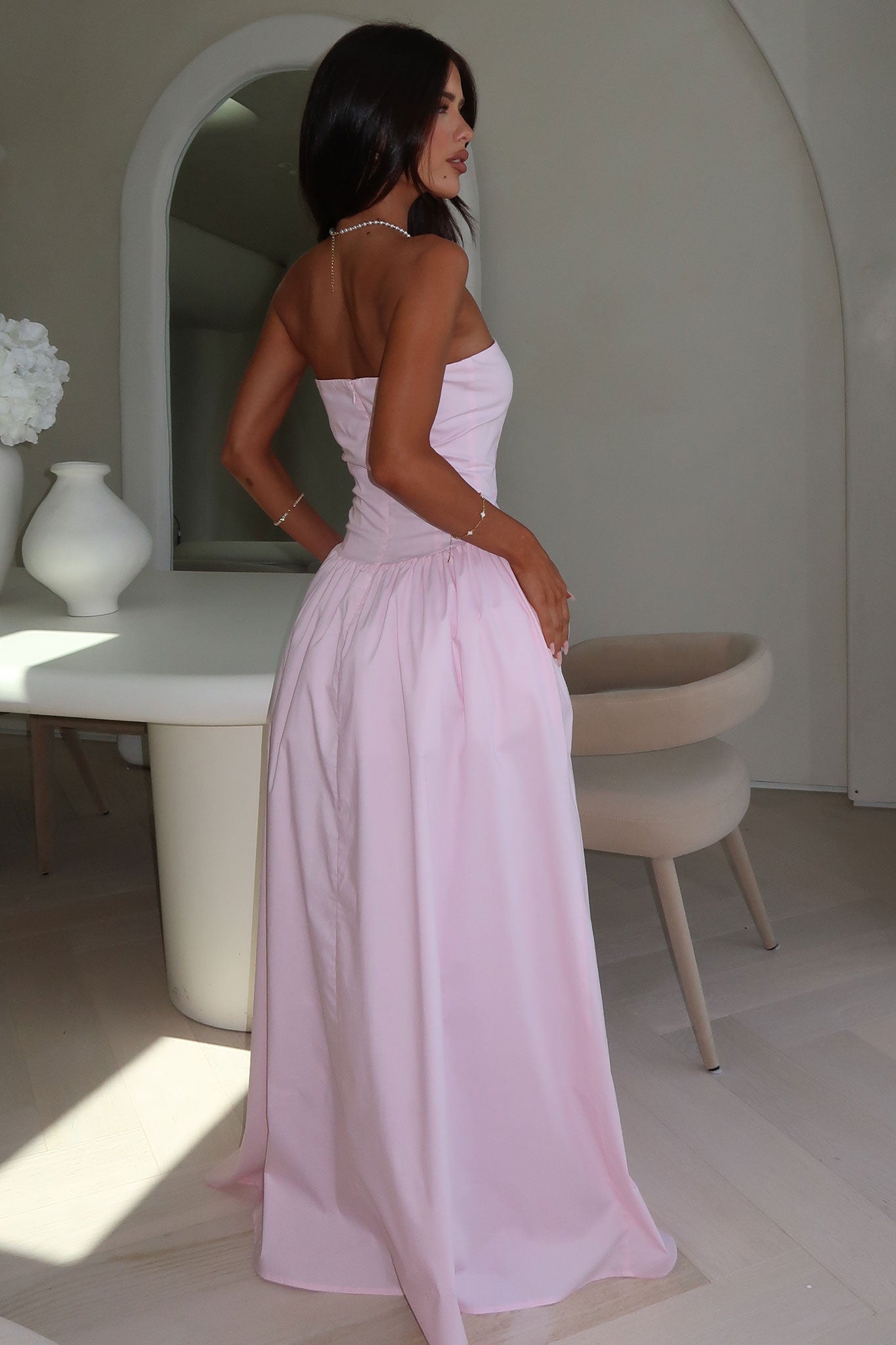 Iridessa Strapless Maxi Dress - Baby Pink