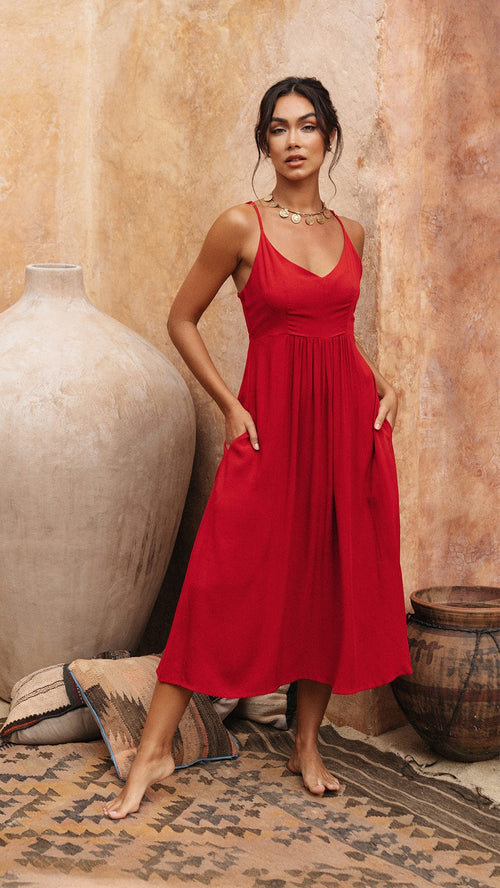 Soller Mio Midi Dress - Solid Ruby